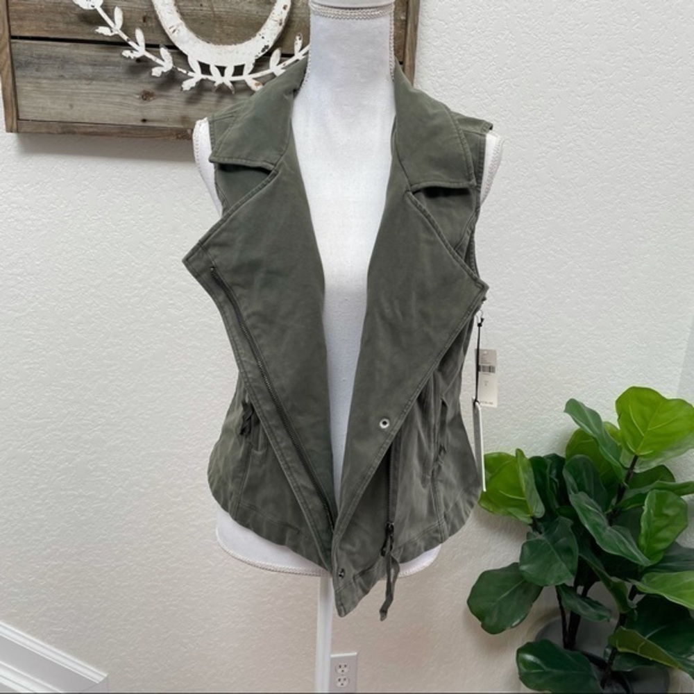 Anthropologie Marrakech green stretch knit moto vest size L‎ NWT